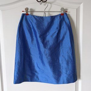 Leggiadro Iridescent Blue Silk Skirt, 6 (runs sm)